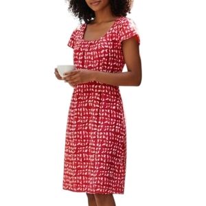 Chic Boden Red and White Patterned 100% Cotton Sheath Dress Size 8R